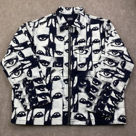 Levi's Skateboarding Garage Jacket X Roemello Ugale Eye Print L Black White NWT - Picture 1 of 14
